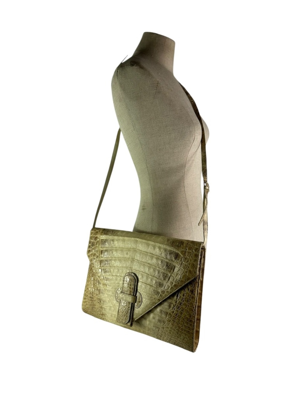 Genuine Vintage LUC BENOIT Cream Alligator Crossbody Bag Envelope Flap